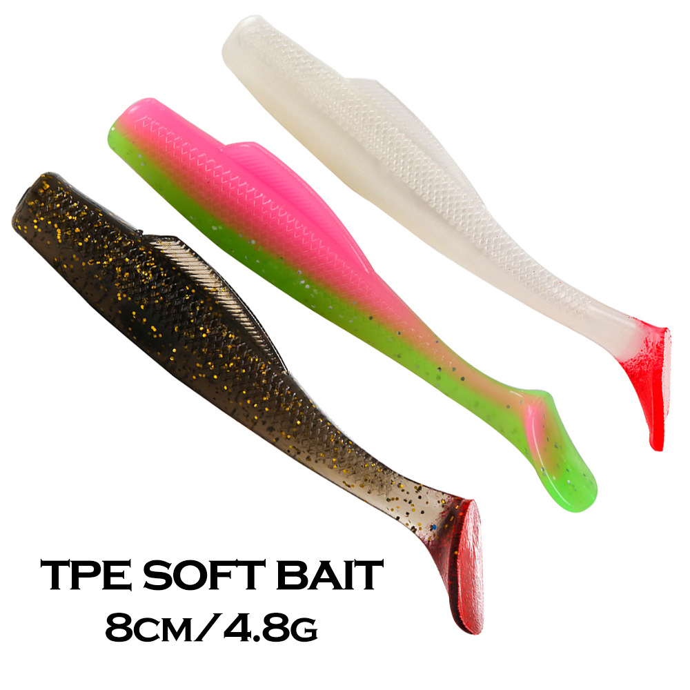 Guosong Great Elasticity Soft Baits Lure Peche 80mm 4.8g 6pcs/bag TPR Material Soft Worm Lure Pesca Fishing Lures – Worms & Grubs – view 1