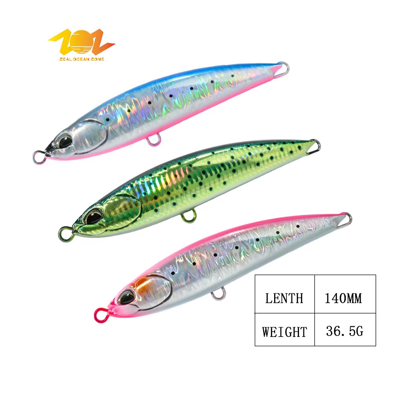 ZOZ Printed ABS Material Artificial Swim Bait Topwater Pencil Lure for Saltwater Fishing Hard Bait – Metal Lure – view 1