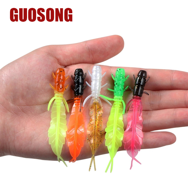 75mm/1.32g Mini Straight Tail Carp Lake Bait Lure Root Fishing Soft Bait Front Back Color Attractive Salmon Sea Bass Zander – Worms & Grubs – view 1