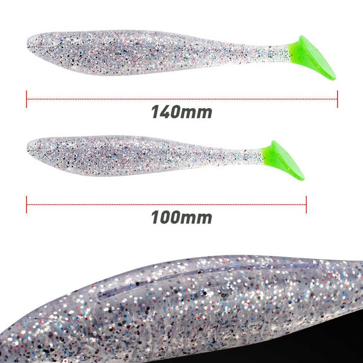 Cheery OEM T Tail Shad Swimbait Silicone Soft Bait for Bass & Freshwater Fish Artificial Seawater Fishing Lure – Worms & Grubs – view 4