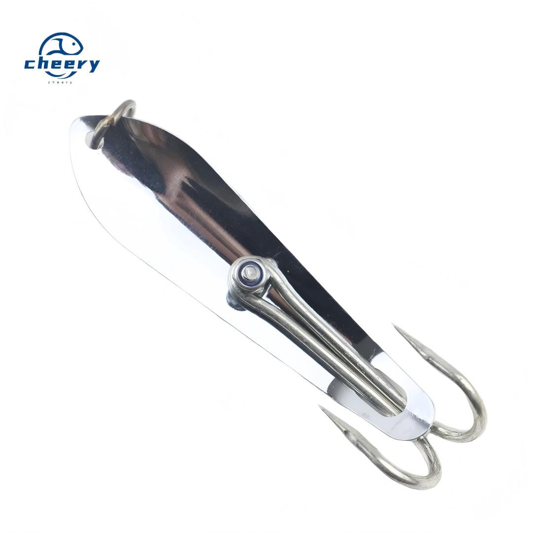 CHEERY XX-057 Stainless Steel Casting & Trolling Fishing Spoon Lure for Bonefish Bass Carp-with Hooks Reservoir/Pond & Ocean Use – Metal Lure – view 1