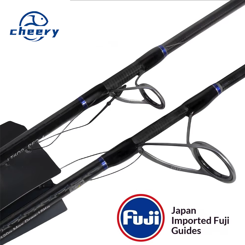 Cheery Full Fuji Carbon Sea Fishing Boat Rod Luya Rod Slow Shake/ Fast Pumping Action 1.8m-1.98m 2-Piece Hard 135cm Collapsed – Fishing Rod – view 1