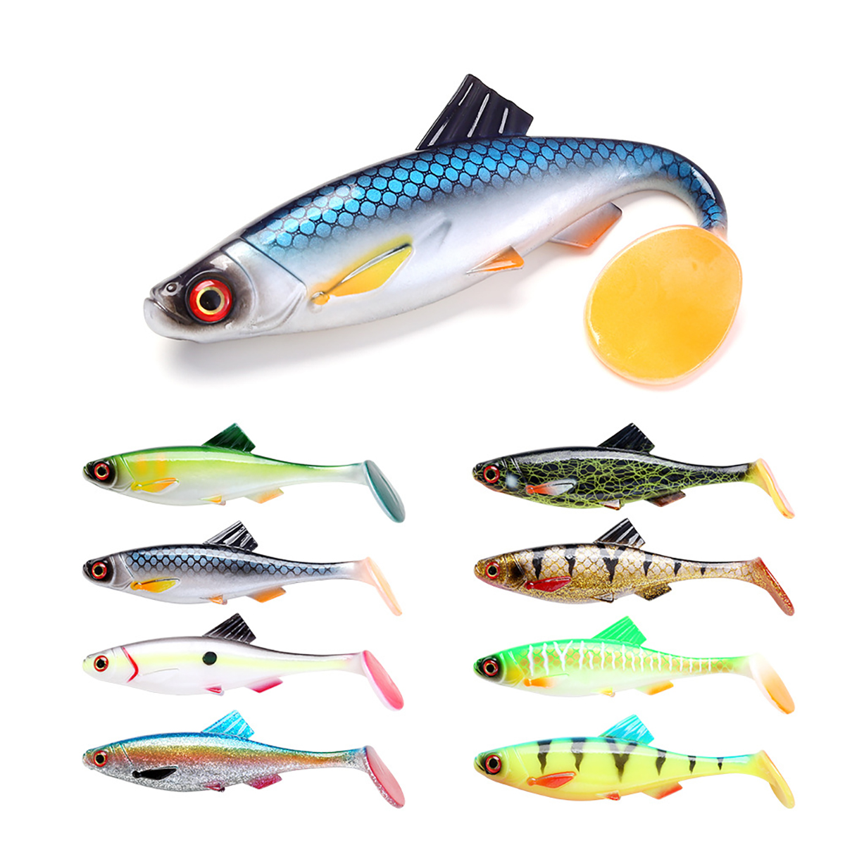 New 5.5in 8in 3D Swing Roach Swimbait Soft Lure for Pike and Bass Fishing Artificial Shad for Ocean Boat Fishing – Worms & Grubs – view 2