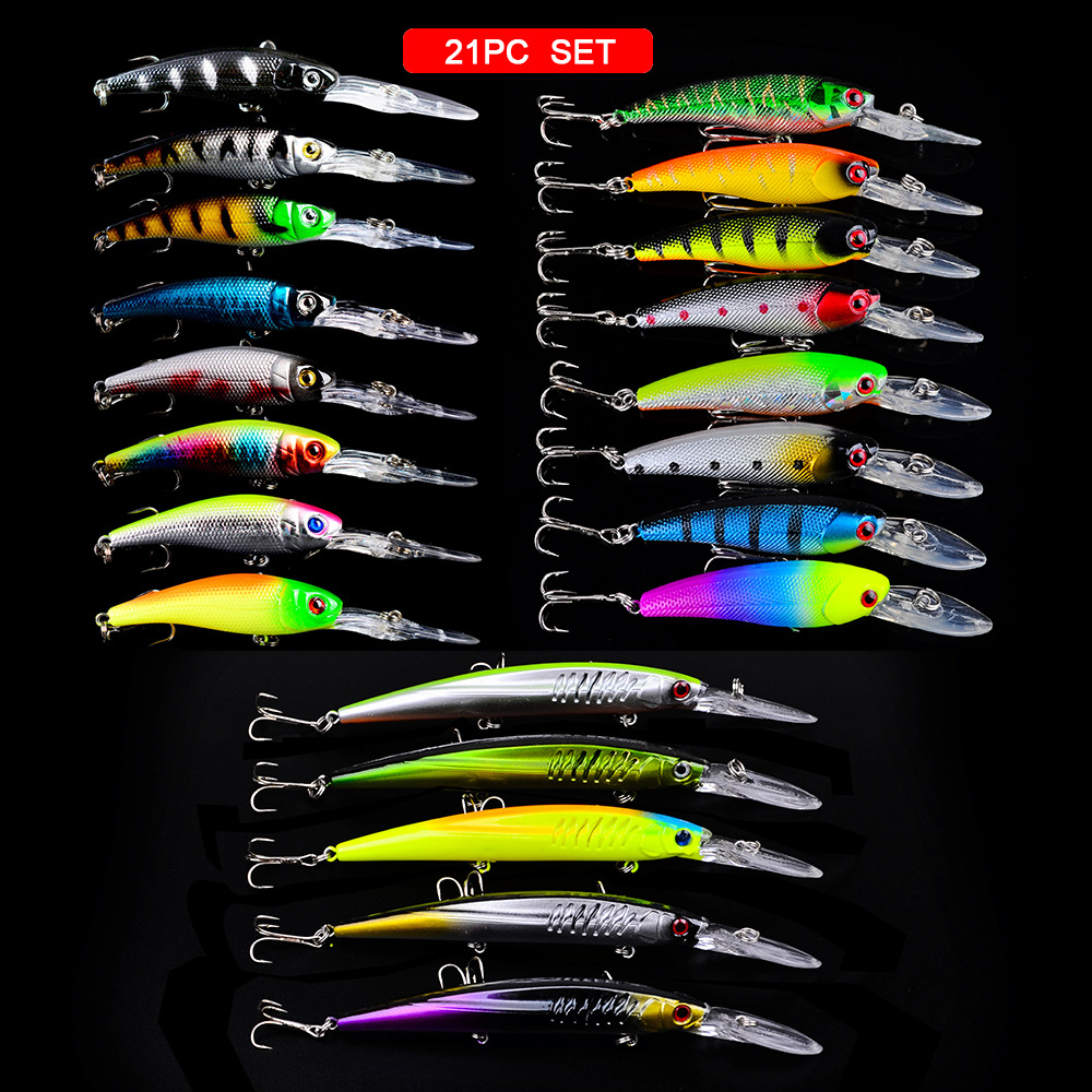Wholesale 21Pcs Fishing Lures Kit Freshwater Bait Tackle Kit for Bass Trout Fishing Accessories Including Minnow Lure – Minnow – view 2