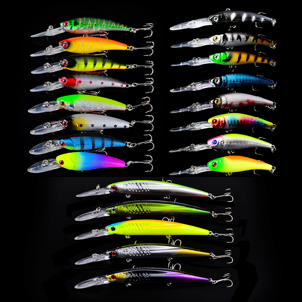 Wholesale 21Pcs Fishing Lures Kit Freshwater Bait Tackle Kit for Bass Trout Fishing Accessories Including Minnow Lure – Minnow – view 1