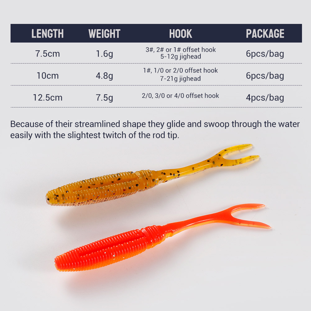NOEBY 10cm 4.8g Artificial Wobble Soft Baits with Pin Tail, Soft Jig Trailer Fishing Jerkbait for Bass – Worms & Grubs – view 4