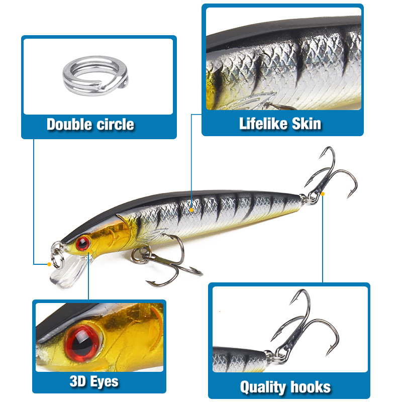 10cm/9g Hard Fishing Lure Baits Floating Minnow Artificial Bait Ocean Boat Fishing Lure for Bass Fishing – Minnow – view 3