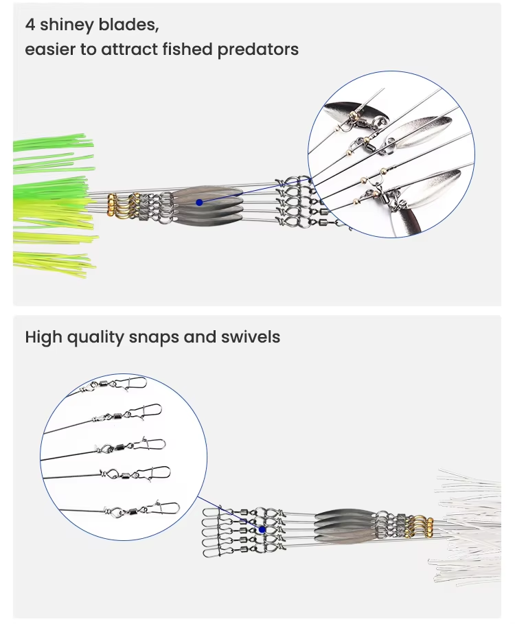 Jig Heads Fishing Ultralight Tripod Bass Lures Bait Kit Willow Blade 5 Arms Alabama Umbrella Rig – Metal Lure – view 2