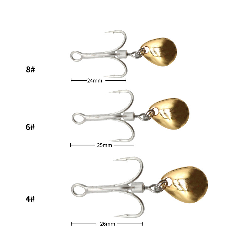 SNEDA Sea Fishing Triple Thened Three Hooks 4# 6# 8# High-carbon Steel Rotating Sequined Fish Hooks – Metal Lure – view 3