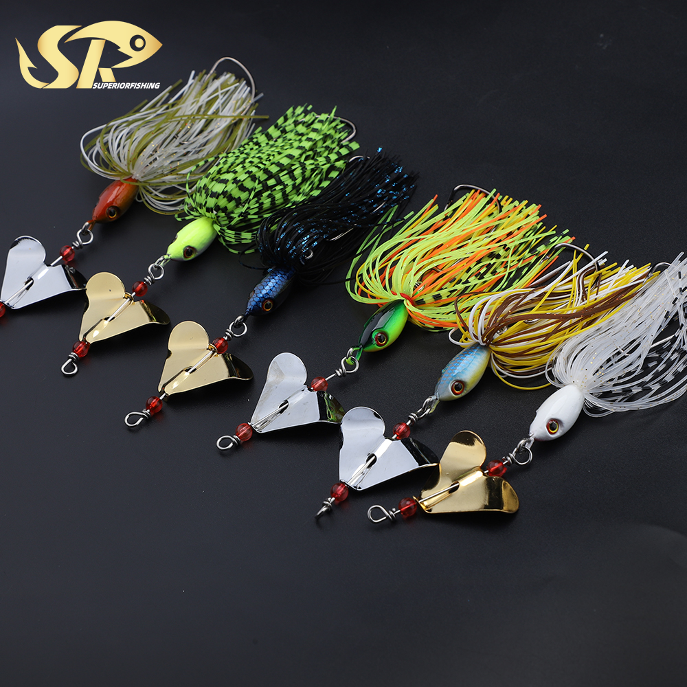 SUPERIORFISHING Buzz Bait Spinnerbait 20g 13cm Topwater in Line Buzzbait Skirts Rubber Lure Metal Jig Fishing Lure BZM09 – Metal Lure – view 1