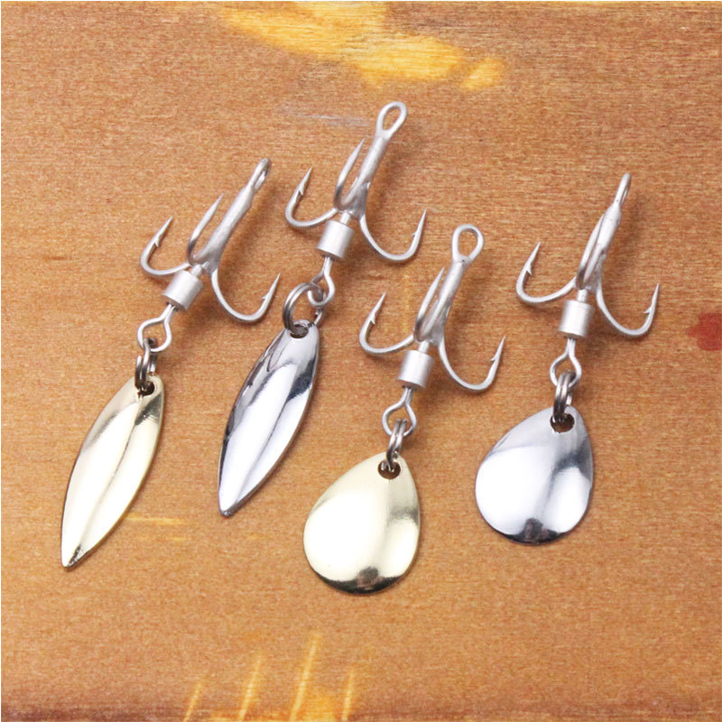 Hessen Stainless Steel Treble Hook Spinner Spoon 2# 4# 6# 8# 10# Triple Hook Rotating Sequined for Fish Bass Octopus Trout Pike – Metal Lure – view 1
