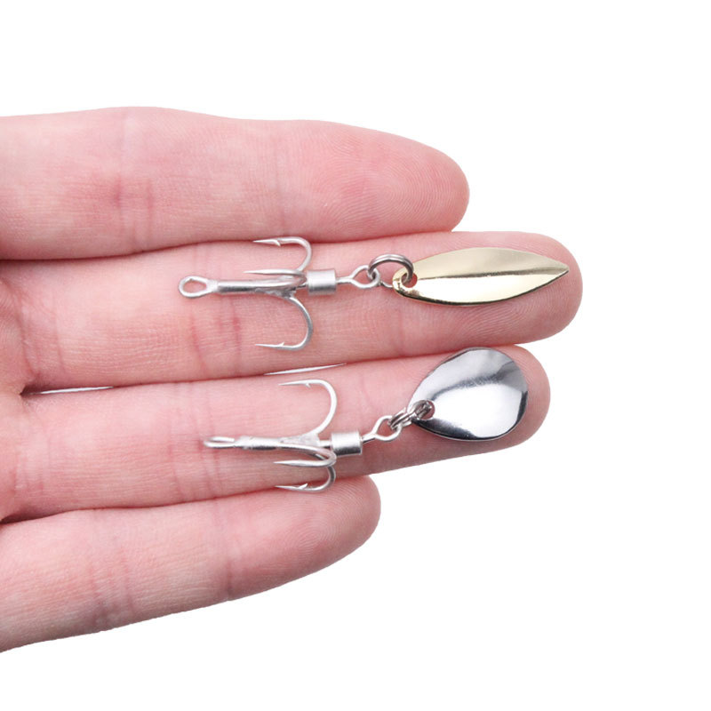 Hessen Stainless Steel Treble Hook Spinner Spoon 2# 4# 6# 8# 10# Triple Hook Rotating Sequined for Fish Bass Octopus Trout Pike – Metal Lure – view 2