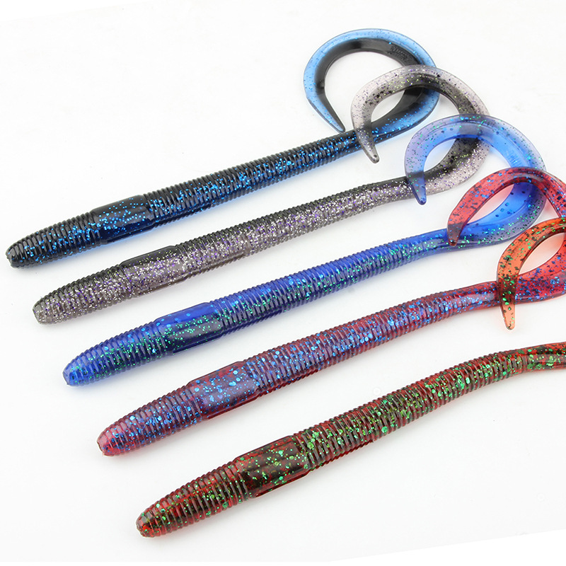 NewBility Big Ribbon Tail Worms Lure 135mm 165mm Tail Big Grub Silicone Swimbait Artificial Soft Bait for Bass Pike Freshwater – Worms & Grubs – view 3