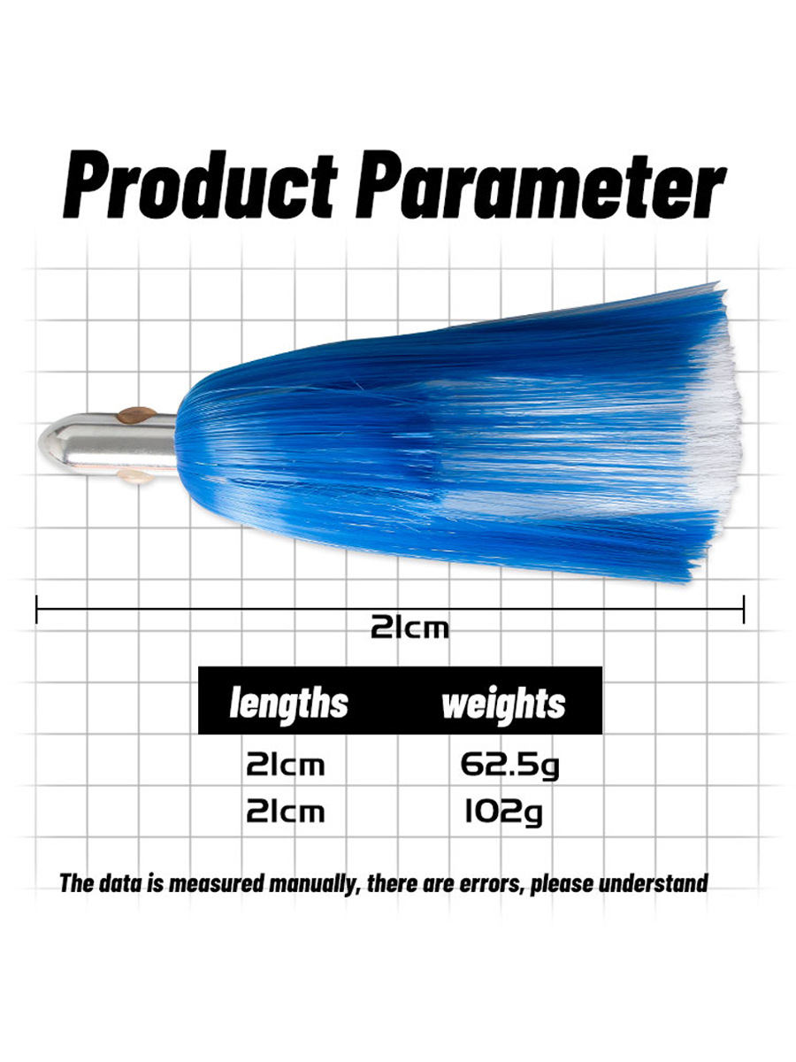 PP Swim Bait Artificial Hard Bait Tuna Trolling Lure with Nylon Hair for Sea Fishing – Metal Lure – view 5
