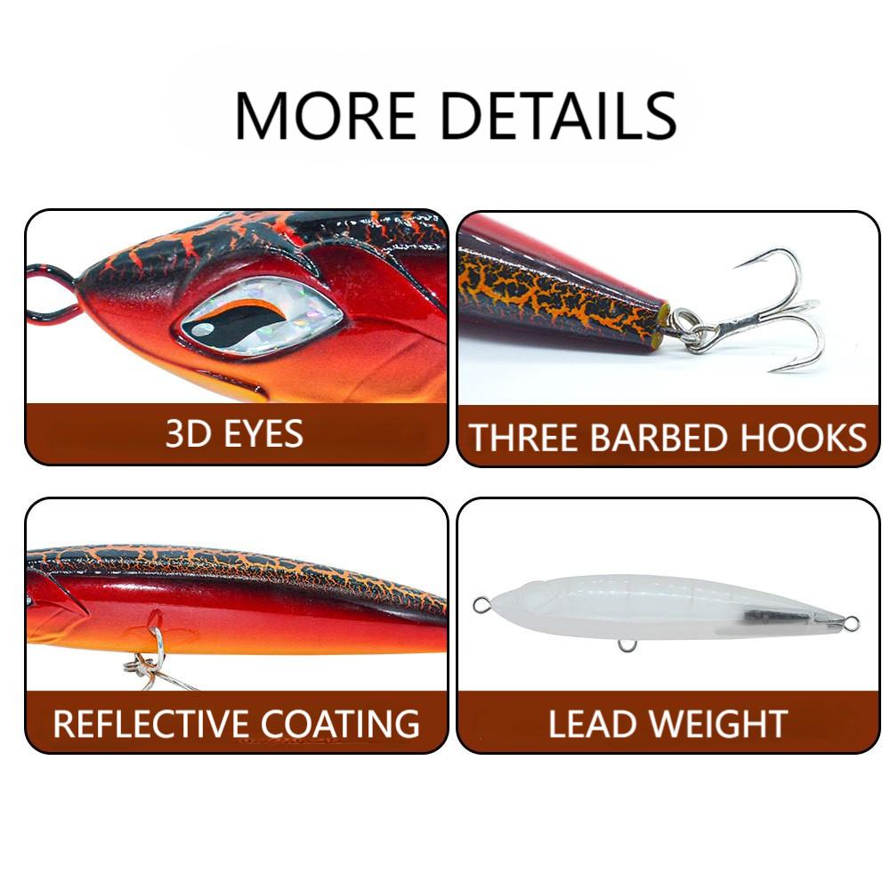 CHEERY Topwater Walk the Dog 220mm 126g Lead Weight Hard Bait ABS Pencil Lure Stickbait for Marlin Float Fishing River Lake – Pencil – view 4