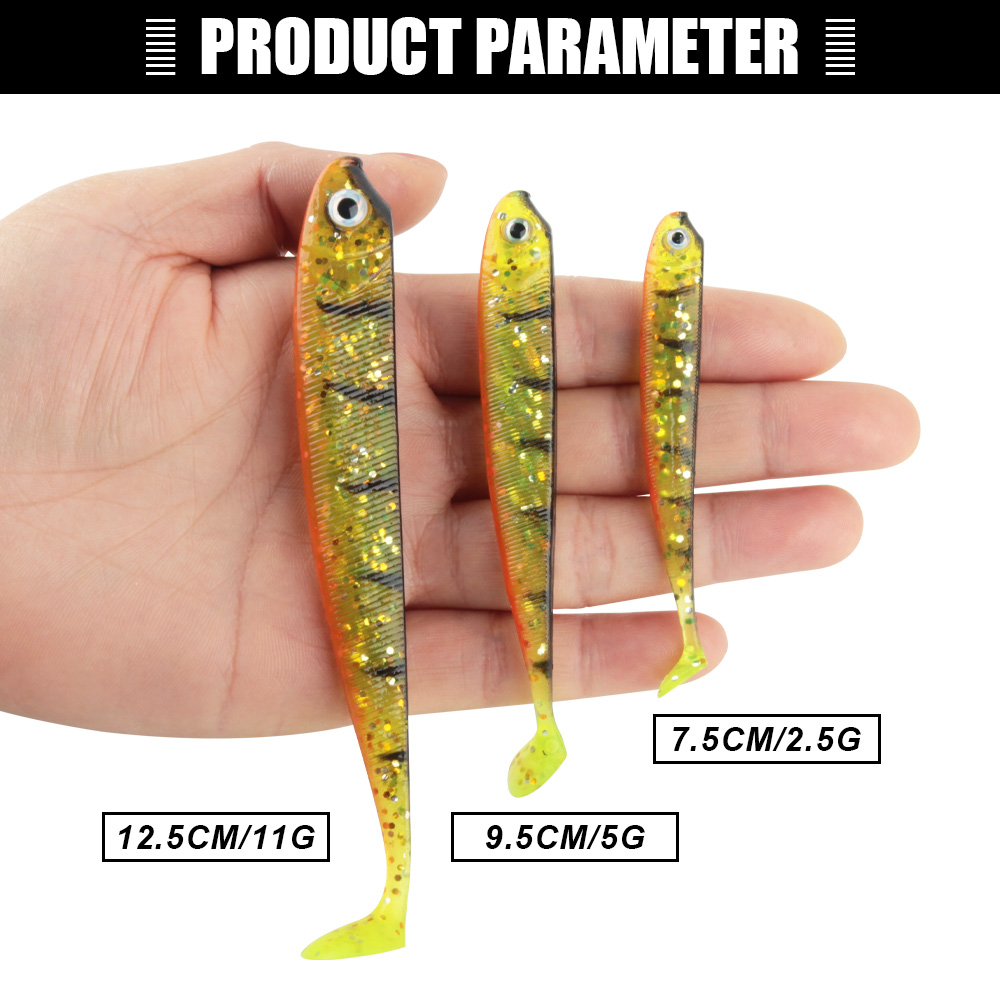 Spinpoler Soft Plastic Bass Artificial Bait Fishing Lures Paddle T Tail Swimbait Shad Fishing PVC 75mm 95mm 125mm Crankbait – Worms & Grubs – view 3