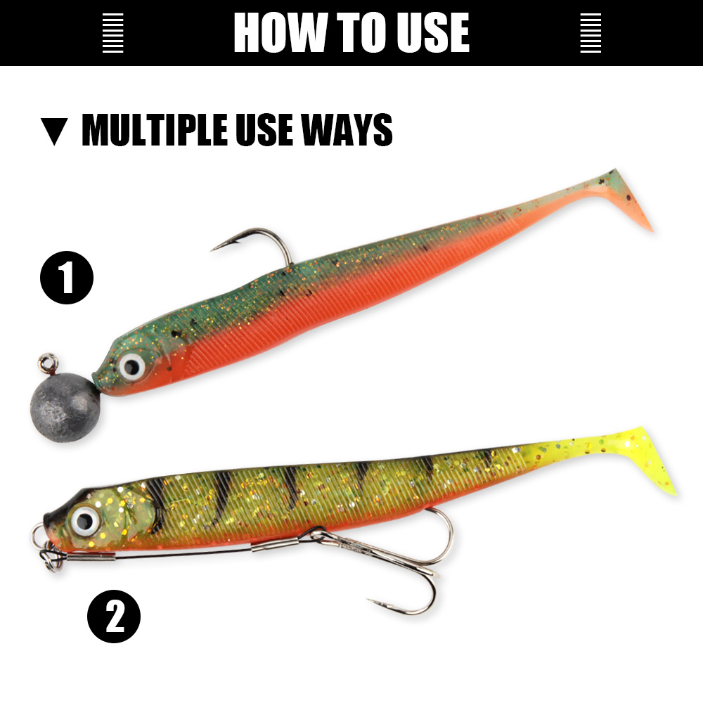 Spinpoler Soft Plastic Bass Artificial Bait Fishing Lures Paddle T Tail Swimbait Shad Fishing PVC 75mm 95mm 125mm Crankbait – Worms & Grubs – view 5
