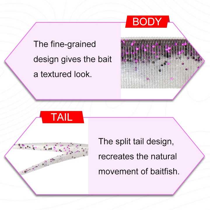 OEM Fishing Soft Bait With Forked Tail 2" 3" 4" 10pcs/bag Fishing Worm Bait Lacquer Double Color Silicone Fish Bait – Worms & Grubs – view 3