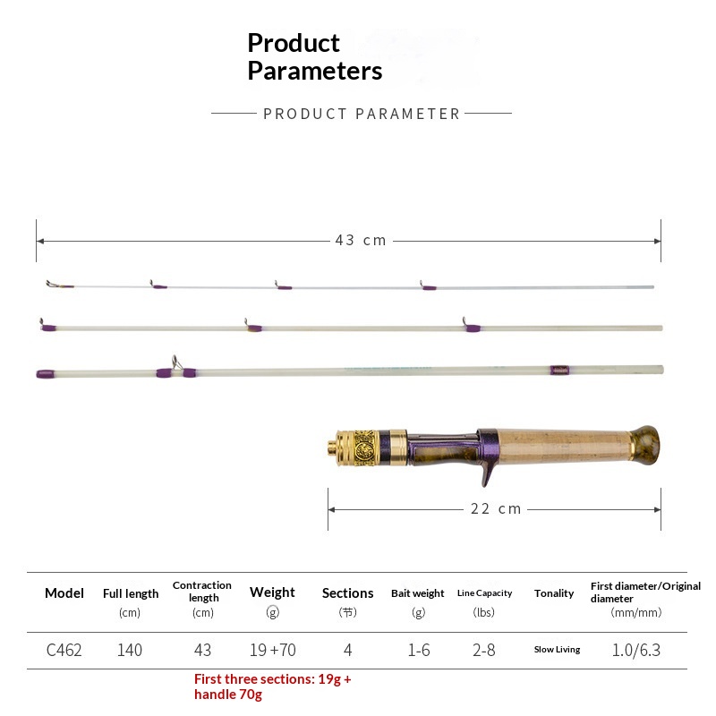 Cheery Carbon Ejection Portable Four-section Ultra-soft Micro-object XUL Slow Horse Mouth Rod Straight Gun Handle Luya Fishing – Fishing Rod – view 2