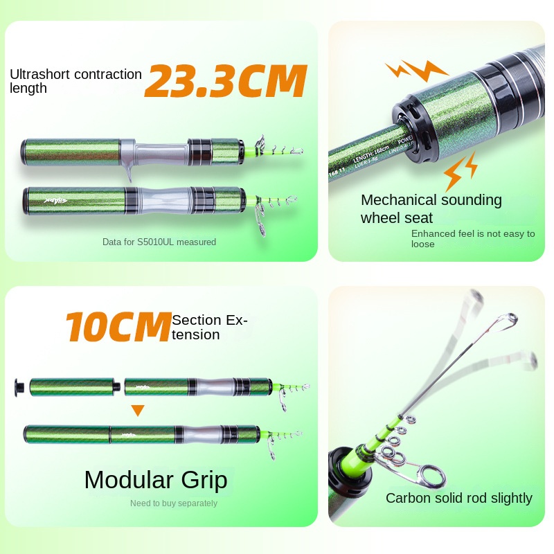 Fishing Fan Ultra Short Mini Telescopic Carbon Road Rod Portable Micro Quick Shark Horse Mouth Rod Set Fishing Tackle – Fishing Rod – view 3