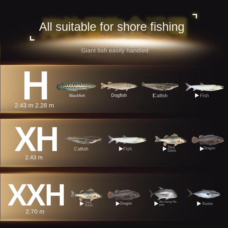 Fishing Fans Gold Version Australian Carre Strong Road Rod XXH Super Hard Heavy Thunder Giant Black Carbon 2-Piece Fishing Rod – Fishing Rod – view 2