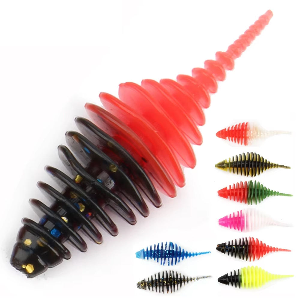 CHEERY 1pc/bag 50mm 1.6g Double Color PVC Soft Worm Bait Artificial Plastic Fishing Lure Saltwater Fish Marlin Lake Bass Catfish – Worms & Grubs – view 3