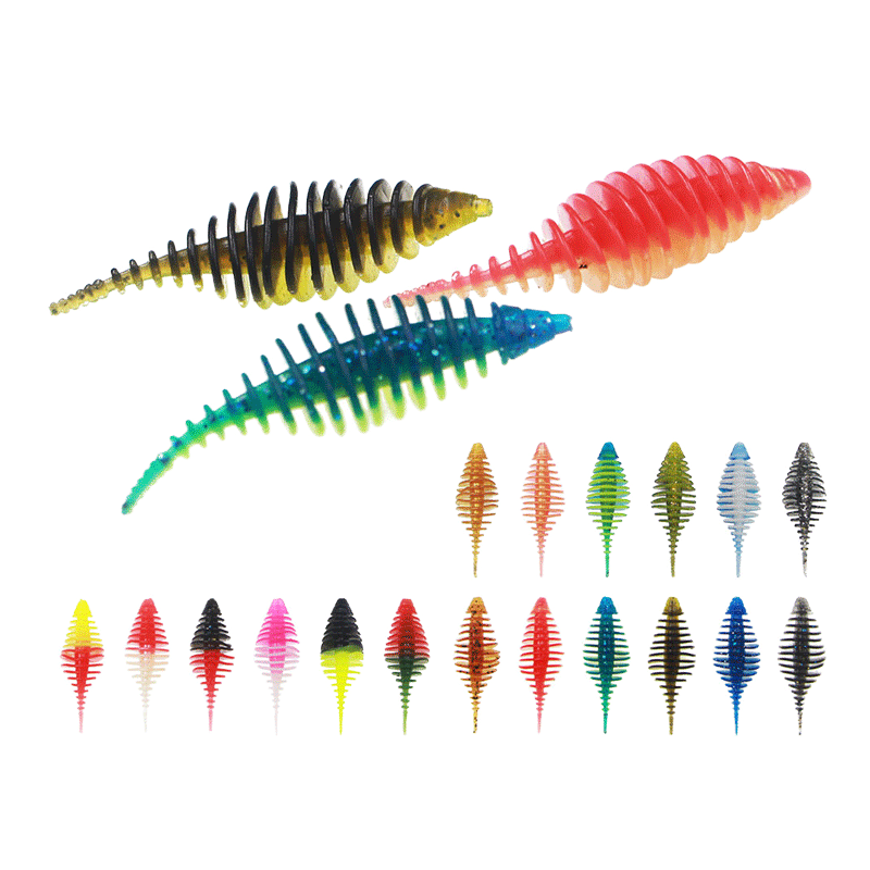 CHEERY 1pc/bag 50mm 1.6g Double Color PVC Soft Worm Bait Artificial Plastic Fishing Lure Saltwater Fish Marlin Lake Bass Catfish – Worms & Grubs – view 2