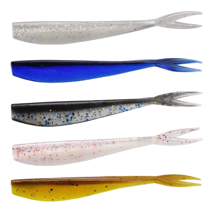 Newbility 70mm 1.2g Soft Fishing Baits Double Color Split-tail Silicone Fishing Saltwater Fish Marlin Ocean Boat Fishing – Worms & Grubs – view 1