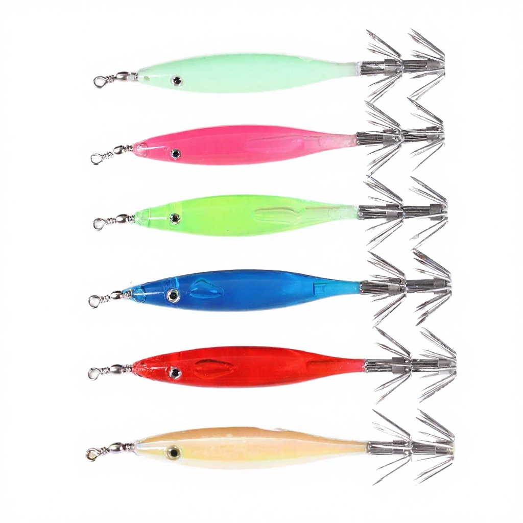 Top Right FH225 80mm 3.6g ABS Squid Jig Hook Electroplating Colorful Mini Luminous Midwater Bait Lure for Zander Sea Fishing – Wood Shrimp – view 4
