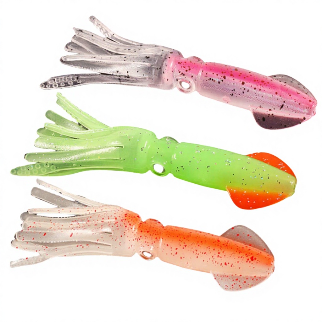 100mm 9g PVC Luminous Soft Topwater Squid Lures Mix Oiled Octopus Skirts Hollow Squid Jig Custom Fishing Bait – Octopus Skirt – view 4