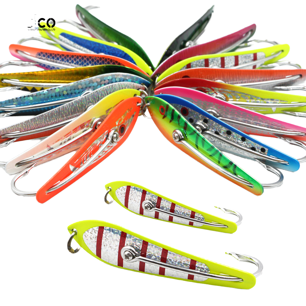 4Inch Single Double Hook Trolling Spoon Lure for Kids High Carbon Steel Selco Brand Saltwater Fish Ocean Boat Fishing – Metal Lure – view 4