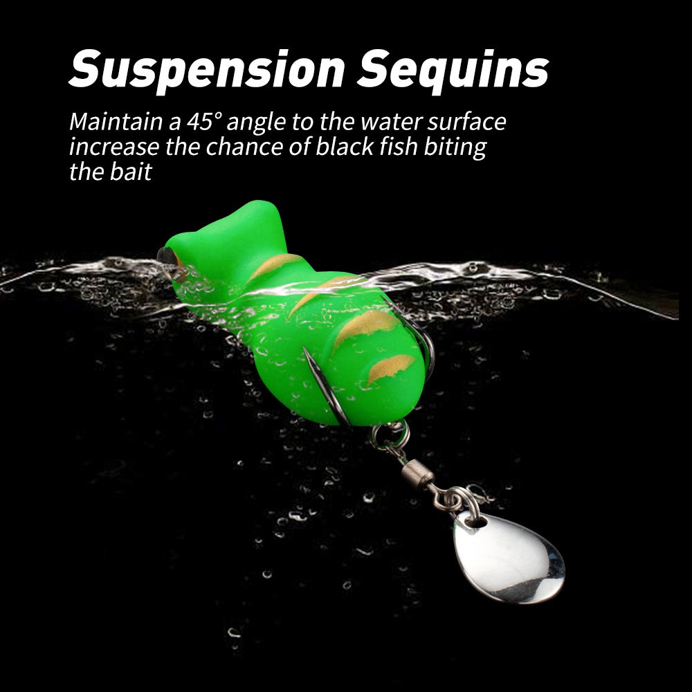 Cheery Hot Sales 3.5cm 5.2g Mini Frog Bait Rabbit Frog Double Hook Floating Lures Thunder Frog Soft Bait Soft Fishing Lure – Frog – view 5