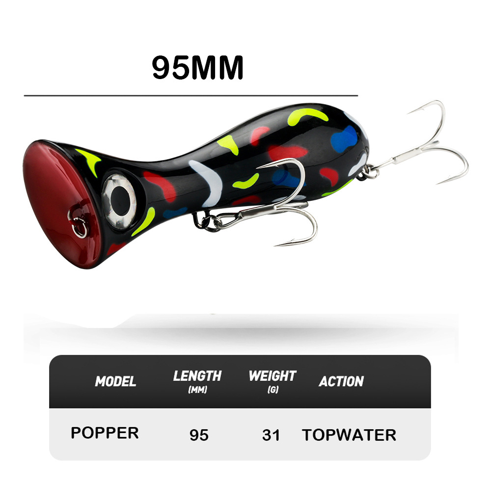 Cheery High Quality 9.5CM 31g Saltwater Floating Topwater Big Game Fishing Pop Lure Bait Artificial Lure Wobblers 3D Design Big – Popper – view 3