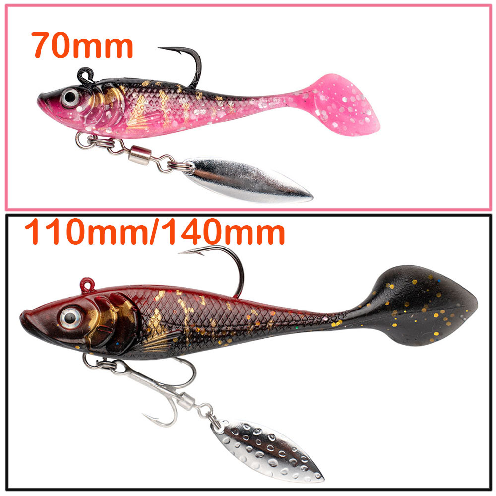 Cheery Soft PVC Salmon with Treble Hooks-Artificial Soft Bionic Bait for Sea Bass Catfish Freshwater/Saltwater Fishing – Worms & Grubs – view 3