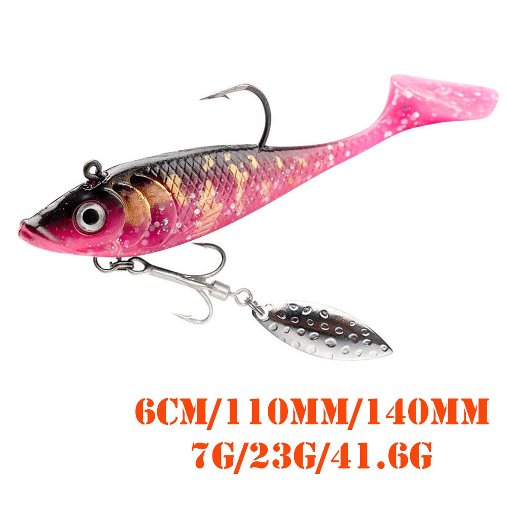 Cheery Soft PVC Salmon with Treble Hooks-Artificial Soft Bionic Bait for Sea Bass Catfish Freshwater/Saltwater Fishing – Worms & Grubs – view 4