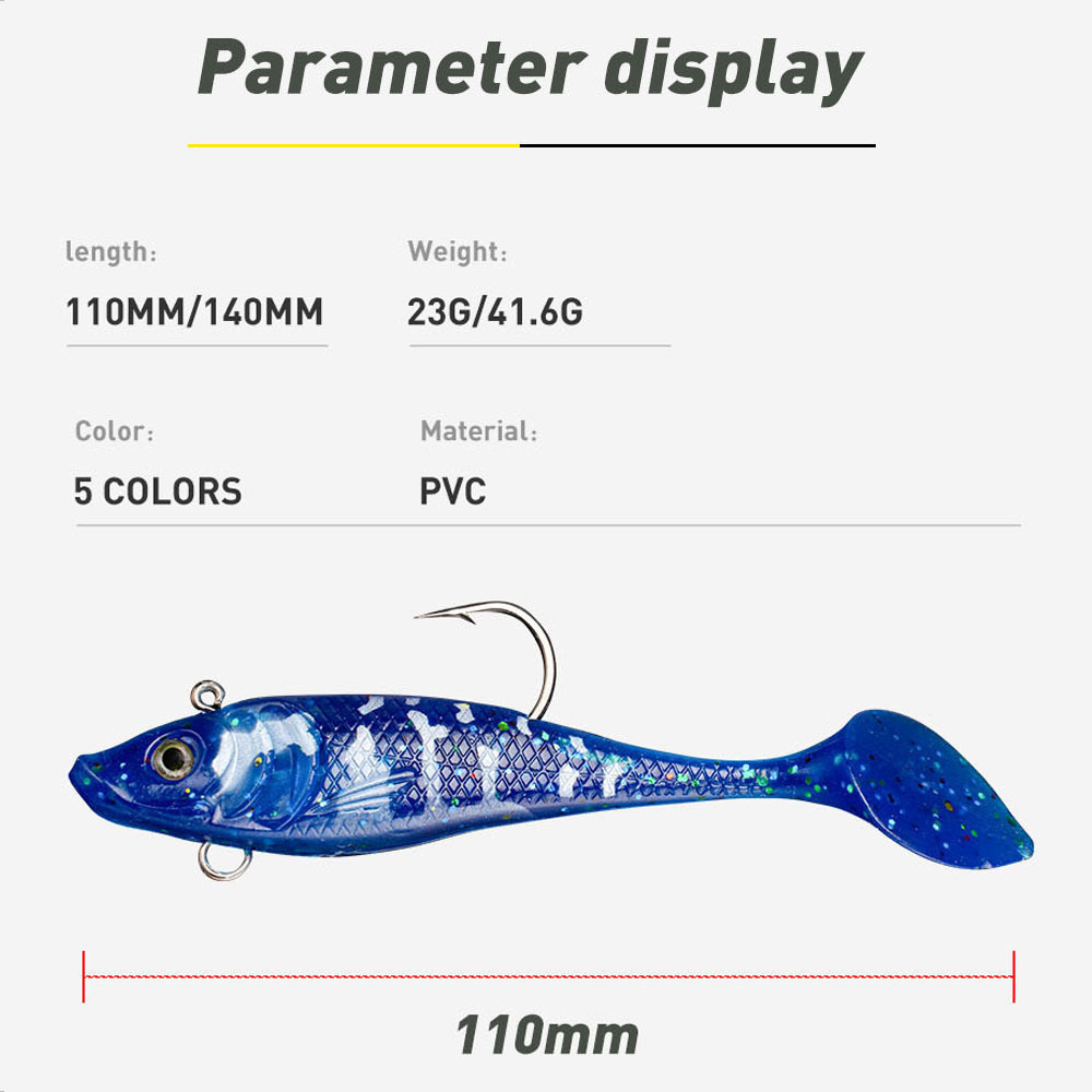Cheery Soft PVC Salmon with Treble Hooks-Artificial Soft Bionic Bait for Sea Bass Catfish Freshwater/Saltwater Fishing – Worms & Grubs – view 2