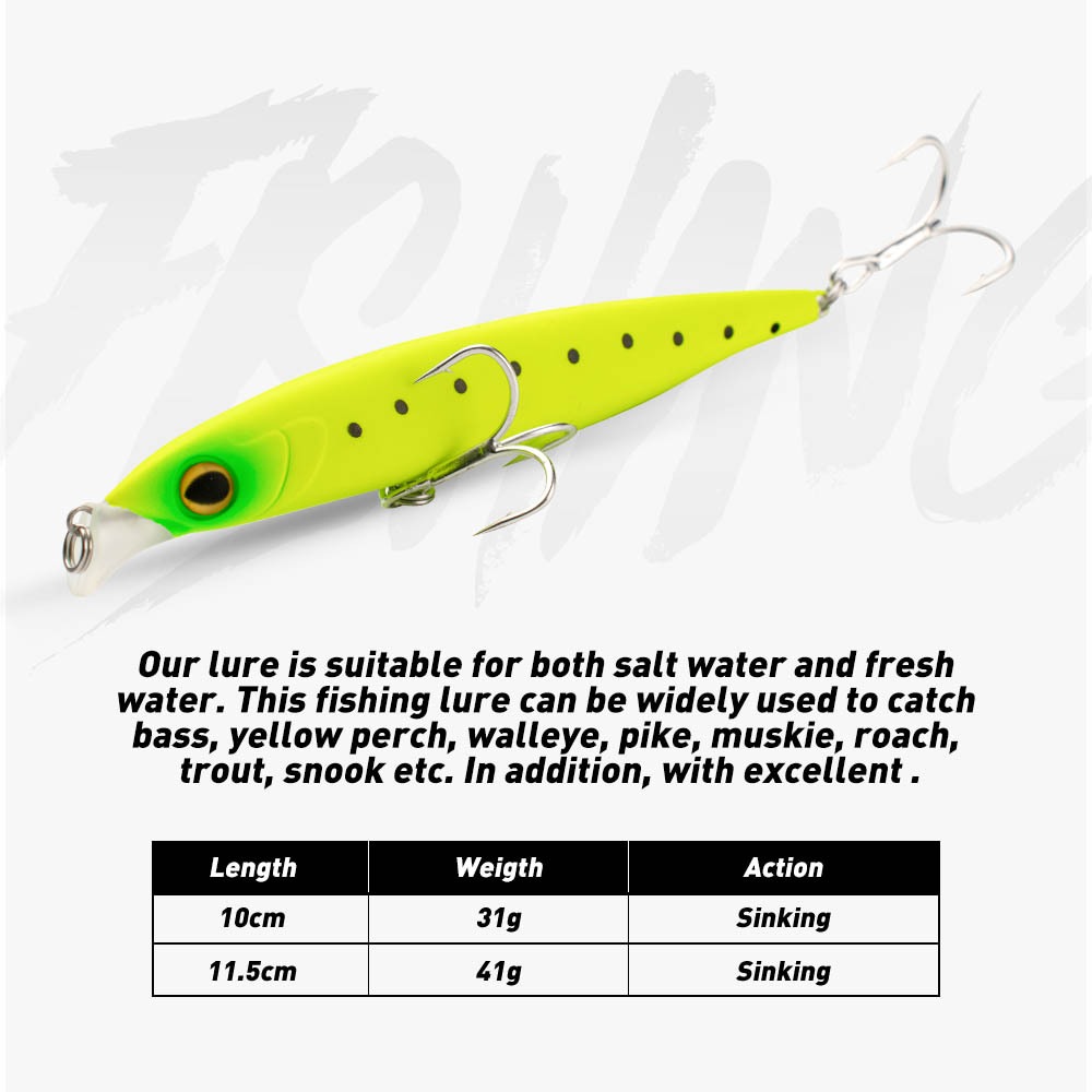Cheery Wholesale 6 Colors 31g 41g Sinking Minnow Lure Hard Bait Fishing Lures with Treble Hook Artificial Hard Lure Fishing Bait – Minnow – view 2