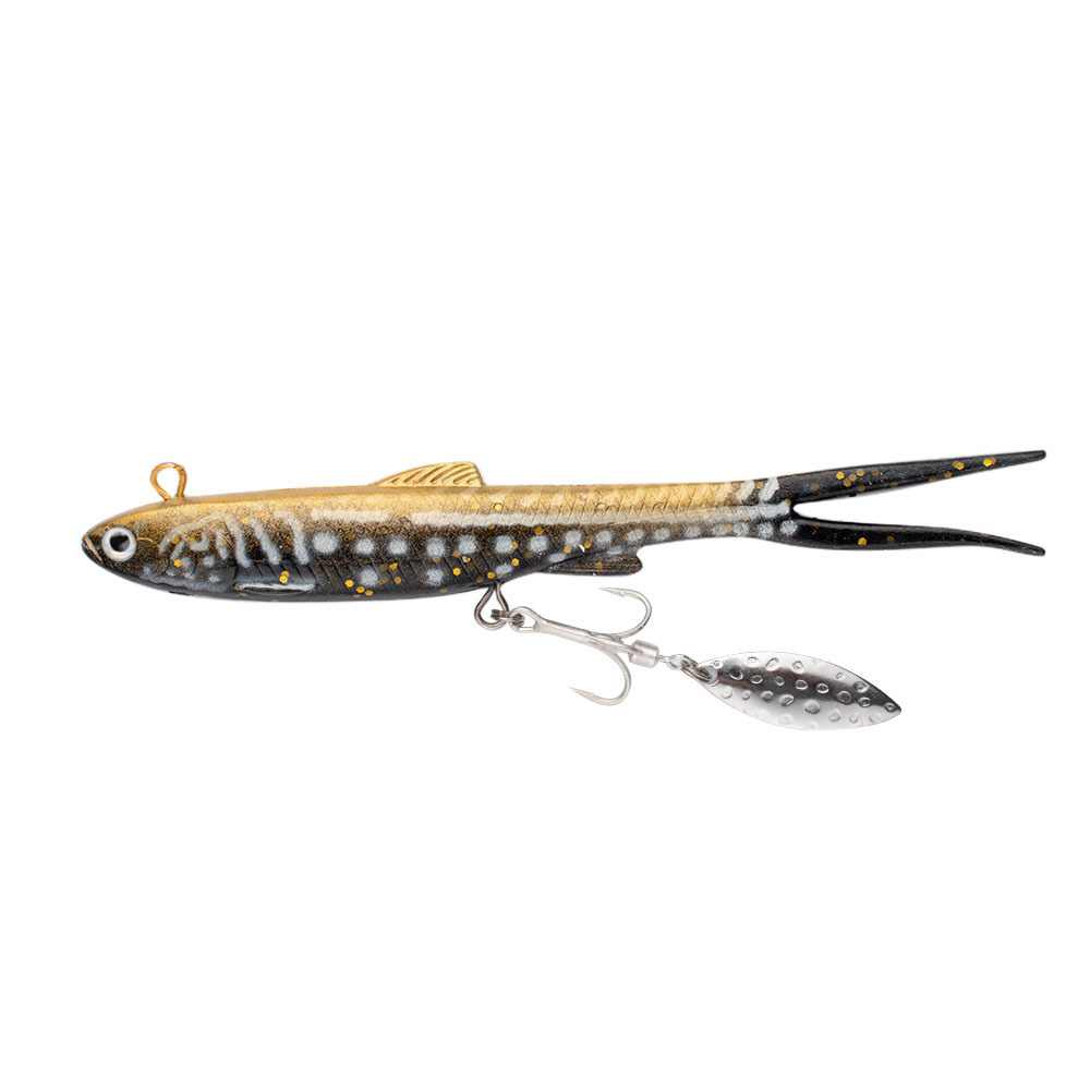Cheery Fork Tail Lead Head Jig Lure with Spinner Blades and Treble Hooks for Bass Fishing – Soft Lure – view 3
