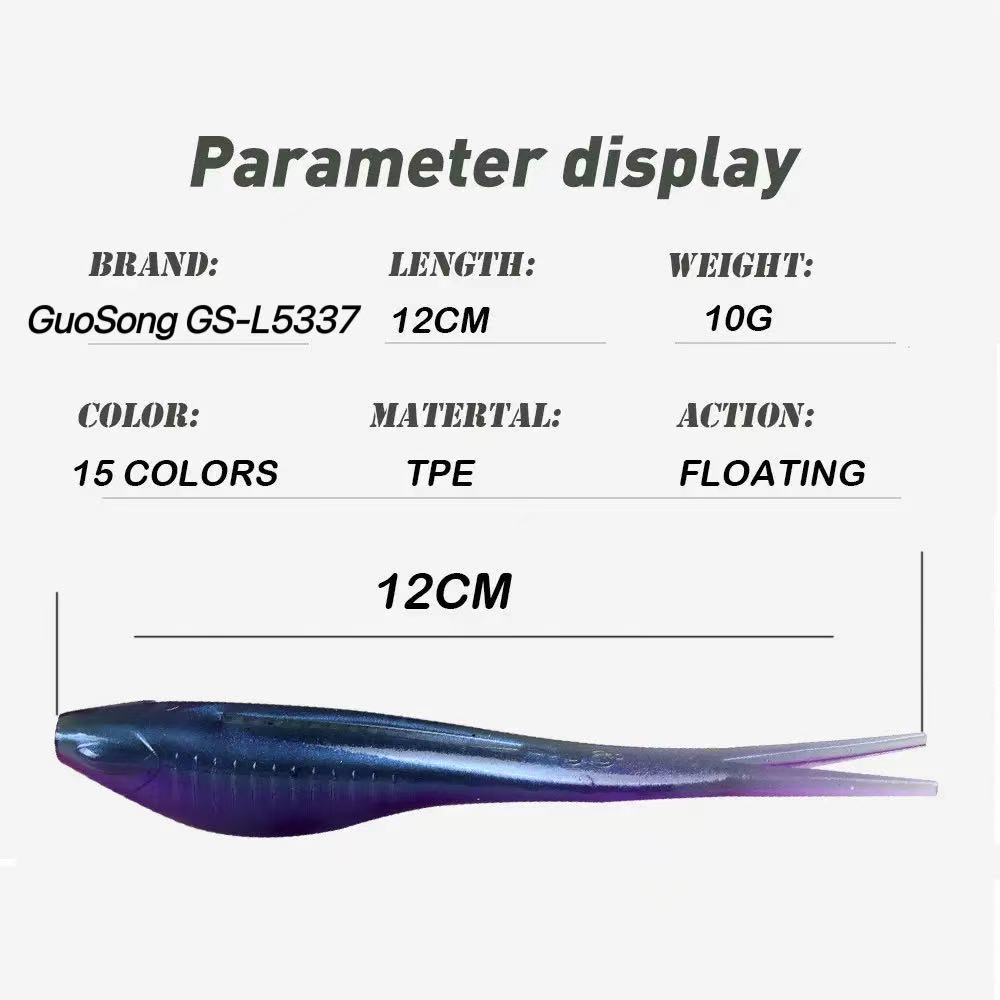Cheery Guosong Wholesale Fork Tail 12cm 10g Floating Silicone Soft TPR Bait Lure Saltwater Jerk Shad Baits for Pike Fishing – Worms & Grubs – view 2