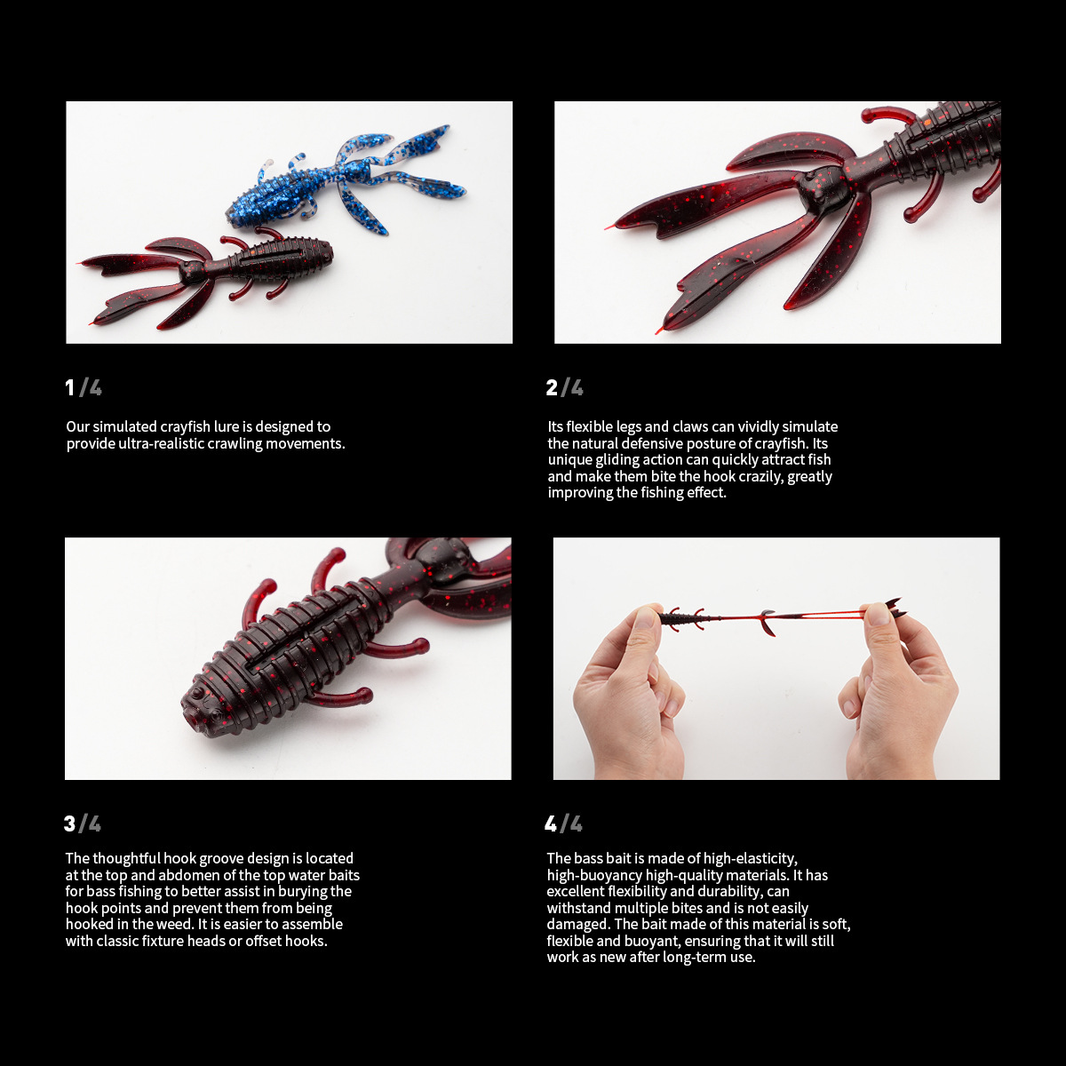 Cheery TPR Floating Water Shrimp BAIT 10pcs1.7g/6cm 2.5g/7.2cm Lure Artificial Soft Bait Bionic Ned Inverted Bass – Soft Lure – view 4