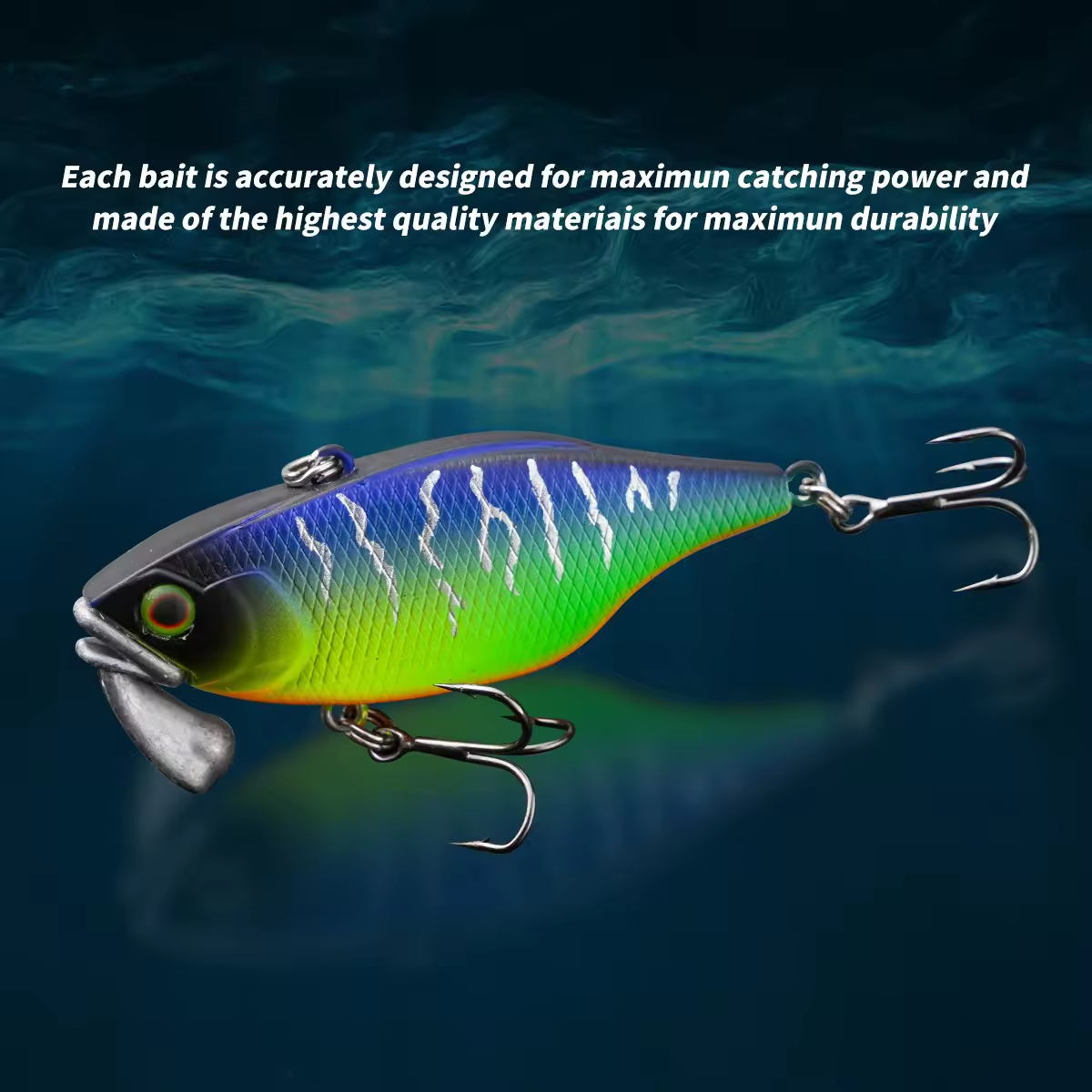 Cheery 60mm/18g Hard Artificial Plastic Bait Sinking VIB Lure Rattle Beads Wobbler for Carp Fishing Printed for Bass Trout Fishi – Other Hard Lure – view 3