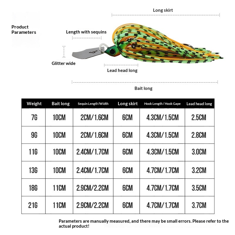 CHEERY Metal Sequin Jig Water-Blocking Board Whisker Lure Live Bait Hooks 7g 9g 11g 18g 21g Fish – Fishing Lure – view 2