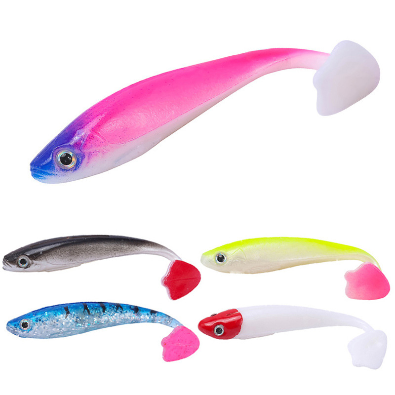 New Style Lure 9.5cm/5g Jerkbait T-Tail Artificial Soft Bait PVC Sea Fishing 3D Fish Eye Factory Wholesale – Worms & Grubs – view 1