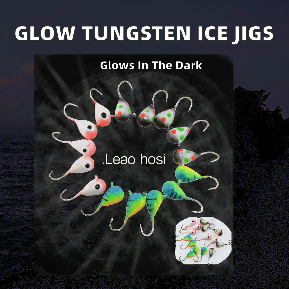 Wholesale JY FISHING Glow Tungsten Head Ice Fishing Jigs for Walleye Winter Fishing Lures River Stream Ice Eye Abdominal Eye – Fishhook – view 2