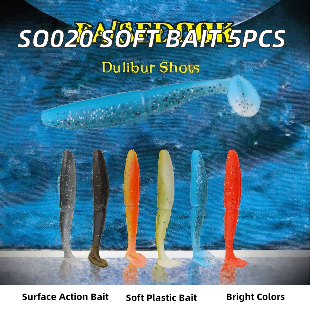 For SO020 Printed ABS Artificial Soft Baits T-Tail Fishing Lures for Sea Fishing Lake & Stream-5pcs/bag 8cm 5.7g – Soft Lure – view 2
