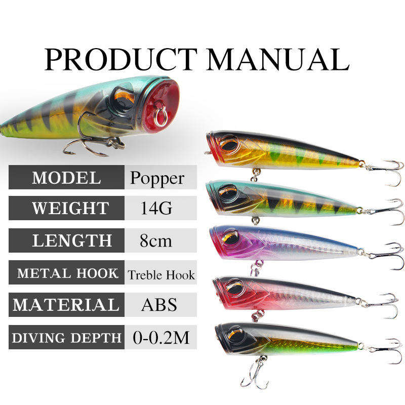 Cheery 14g/8cm Long Cast Silicone Popper Lure for Bass Trout & Carp-Freshwater & Ocean Boat Fishing in Rivers & Streams – Popper – view 3