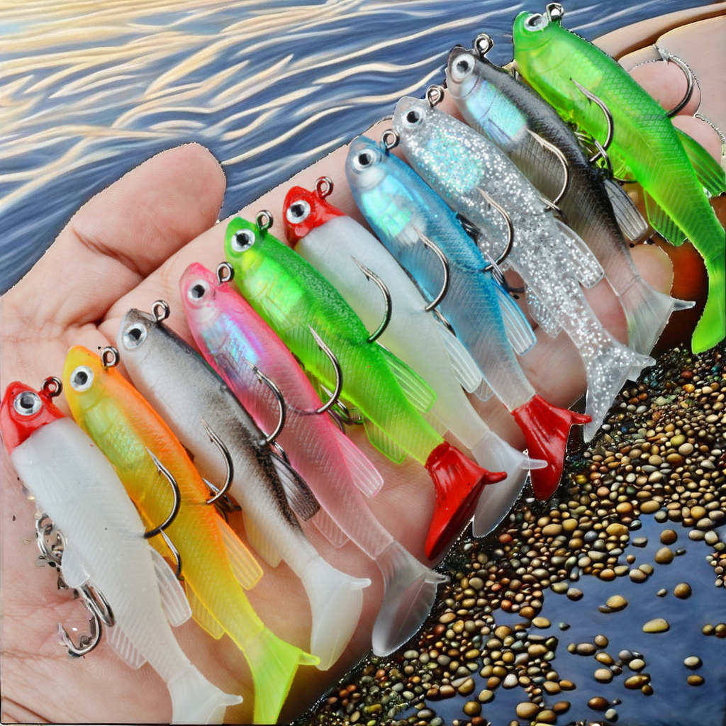 CHEERY Black Minnow 8cm/2.8in 14g Soft Vibe Fishing Lure ABS Artificial Bait Cool Hooks Bottom Fishing for Freshwater Bass – Worms & Grubs – view 1