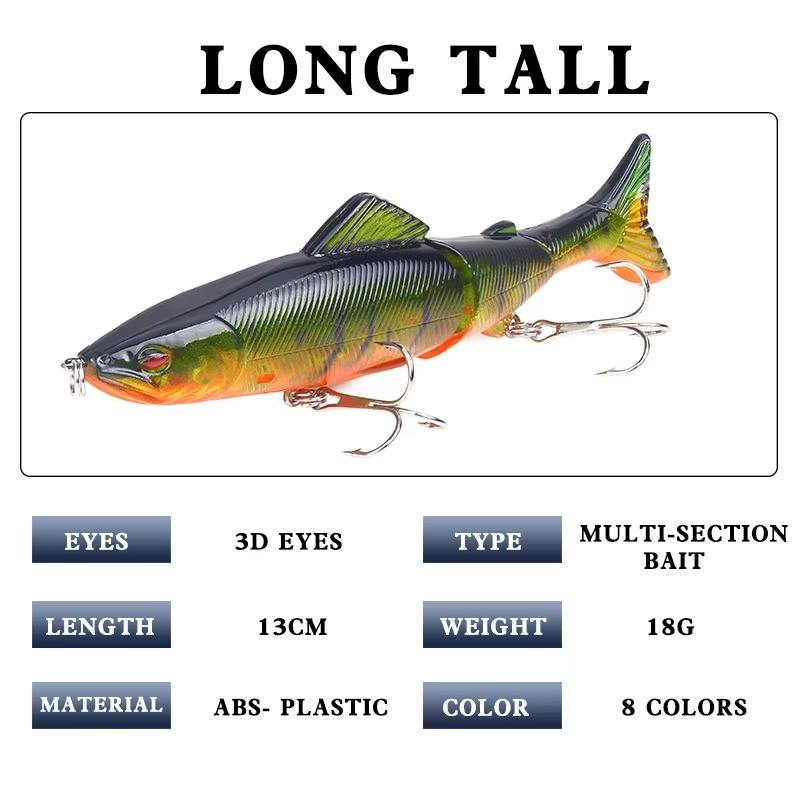 CHEERY Hard ABS Bass & Trout Fishing Lure 3-Jointed Minnow Bait 13cm/18g Topwater for River & Lake Float Fishing – Hard Lure – view 3