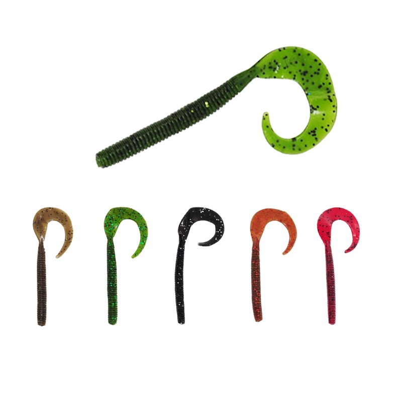 Lure Curl Tail Soft Bait 25g Multi-color Bionic Artificial Soft Bait for Bass Long-Cast Fishing Stainless Steel 10 Pack – Worms & Grubs – view 2