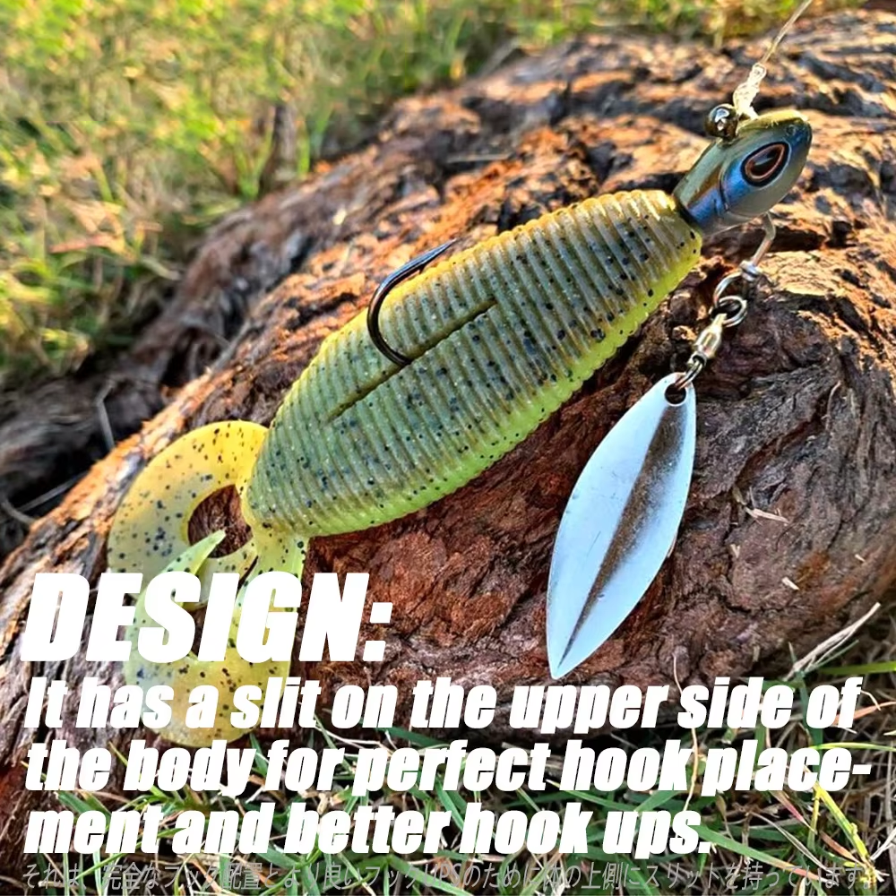 Peanut-Shape Double-Tail Artificial Soft Bait 10cm Fishy Salty Scent Sea Fishing Lure for Bass Mandarin Fish Snakehead 2 Pieces – Soft Lure – view 5